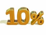 3d Gold 10 Ten Percent Discount Sign Stock Photo