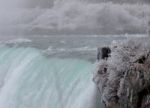 Beautiful Photo Of The Niagara Falls And The Icy Rocks Stock Photo