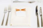 Luxury Wedding Gala Table Setting Stock Photo