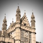 In London Old Historical    Parliament Glass  Window    Structur Stock Photo