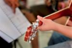 Teacher Teaches Guitar Stock Photo