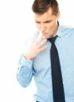 Corporate Male Smoking Cigarette Stock Photo