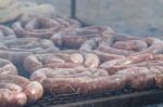 Traditional Meat Grilled On The Grill In The Argentine Countryside Stock Photo