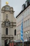 View Towards The Church Of The Holy Spirit In Munich Stock Photo