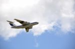 Cargo Airplane Taking Off Into The Sky Stock Photo