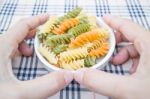 Multicolor Fusilli Prepare For Pasta Cuisine Stock Photo