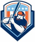 American Baseball Batter Hitter Shield Retro Stock Photo