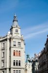 Unusual Baroque Stlye Apartment Block In Prague Stock Photo