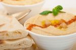 Hummus With Pita Bread Stock Photo