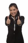 Business Lady With Thumbs Up Stock Photo