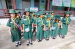 Student 9-10 Years Old, Scout Assembly, Scout Camp In Bangkok Thailand Stock Photo