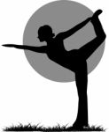 Silhouette Lady Doing Yoga Stock Photo