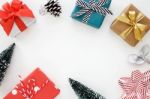 Christmas Gift Box Background Stock Photo