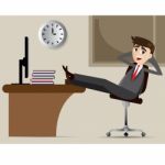 Cartoon Businessman Relax On Chair Stock Photo