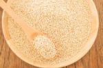 Quinoa Grain In Wooden Plate Stock Photo