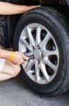 Car Wheel Changing Stock Photo