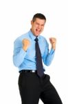 Businessman Cheering Achievement Stock Photo