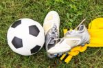 Soccer Ball And Soccer Shoes Stock Photo