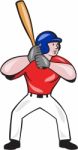 Baseball Player Batting Front Isolated Cartoon Stock Photo