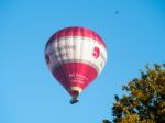 Hot Air Balloon Flying Over Bath Stock Photo