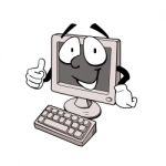 Cartoon Of Computer Smile And Showing Thumbs Up Gesture Stock Photo