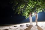 Pre Wedding Outdoor Romantic Stock Photo