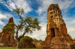 Ancient Buddhist Temple In Ayutthaya, Thailand Stock Photo