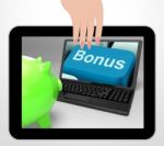 Bonus Key Displays Incentives And Extras On Web Stock Photo