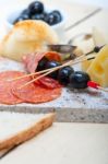 Mix Cold Cut On A Stone With Fresh Pears Stock Photo