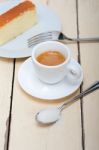 Italian Espresso Coffee And Cheese Cake Stock Photo