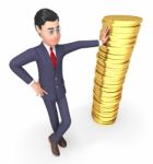 Coins Finance Means Business Person And Currency 3d Rendering Stock Photo