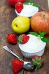 Fruits And Yogurt Stock Photo