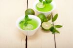 Mint Infusion Tea Tisane With Lime Stock Photo