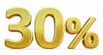 3d Gold 30 Thirty Percent Discount Sign Stock Photo