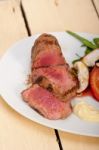 Beef Filet Mignon Grilled With Vegetables Stock Photo