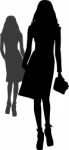 Silhouette Fashion Girls Stock Photo