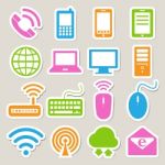 Icon Set Of Mobile Devices , Computer And Network Connections Stock Photo