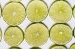 Round Slices Of Lime Fruit Stock Photo