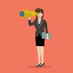 Business Woman Search In Business Strategy Stock Photo