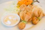 Deep Fried Dumpling Bags Local Thai Cuisine Stock Photo