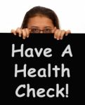 Girl Showing Health Check Up Board Stock Photo