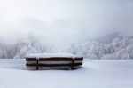 Snowy Bench Stock Photo