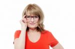 Senior Woman With Eyeglasses Stock Photo