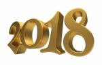 Gold 2018 Lettering Isolated Stock Photo