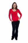 Full Length Portrait Of Fashion Woman In Casuals Stock Photo