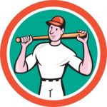 Baseball Player Holding Bat Cartoon Stock Photo