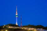 N Seoul Tower Located On Namsan Mountain In Central Seoul,south Korea Stock Photo