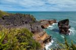 Pancake Rocks Near Punakaiki Stock Photo