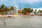 Buildings At The Beach In Caye Caulker Belize Stock Photo