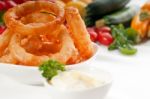 Golden Deep Fried Onion Rings Stock Photo